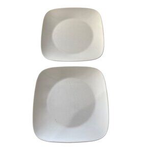 Corelle Pure White Square Dinner Plates Set Of 2 Break & Chip Resistant 10.25"